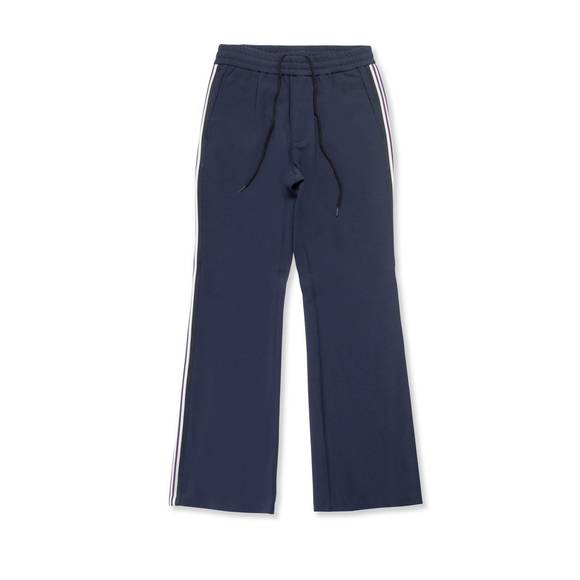 NEW ON THIS DAY men’s flare leg track pants with trim tape in dark navy